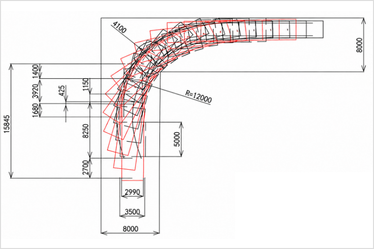特殊車両通行の軌跡図
